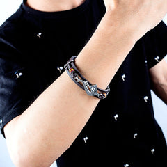 Steel Black Music Leather Bracelets