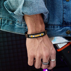 Unisex Black Leather Braided Bracelet