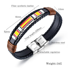 Unisex Black Leather Braided Bracelet