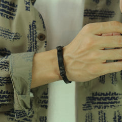 Steel Skull Head Leather Bracelet