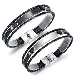 Stainless Steel Leather Bracelet