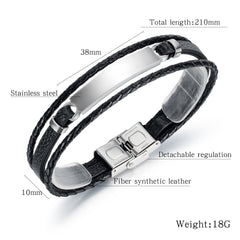 Stainless Steel Leather Bracelet