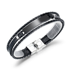 Stainless Steel Leather Bracelet
