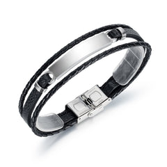Stainless Steel Leather Bracelet
