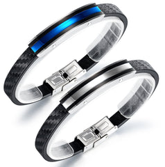 Steel and Leather Mens Bangle Bracelet