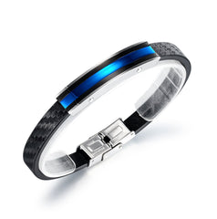 Steel and Leather Mens Bangle Bracelet