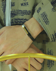 Stainless Steel Men Leather Bracelet