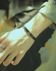 Stainless Steel Mens Cross Leather Bracelet