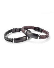 Stainless Steel Mens Braided Leather Bracelet
