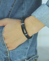 Stainless Steel Mens Braided Leather Bracelet