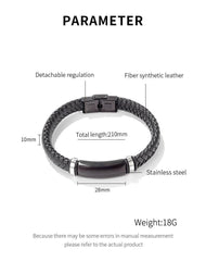Stainless Steel Mens Braided Leather Bracelet