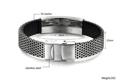 Stainless Steel Leather Bracelet