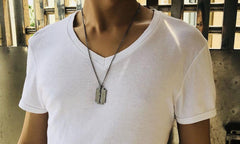 Mens Stainless Steel Vintage razor blade necklace