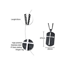 Stainless Steel Steel Cross Bible Verse Tag Necklace