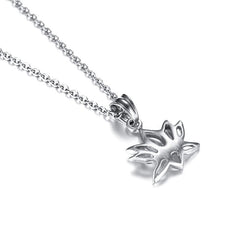 Stainless Steel Womens Lotus Flower Necklace
