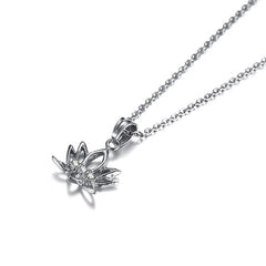 Stainless Steel Womens Lotus Flower Necklace