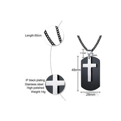 Stainless Steel Gold Dog Tag and Cross Pendant