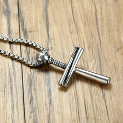 Stainless Steel Baseball Cross Christian Faith Necklace