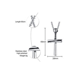Stainless Steel Baseball Cross Christian Faith Necklace