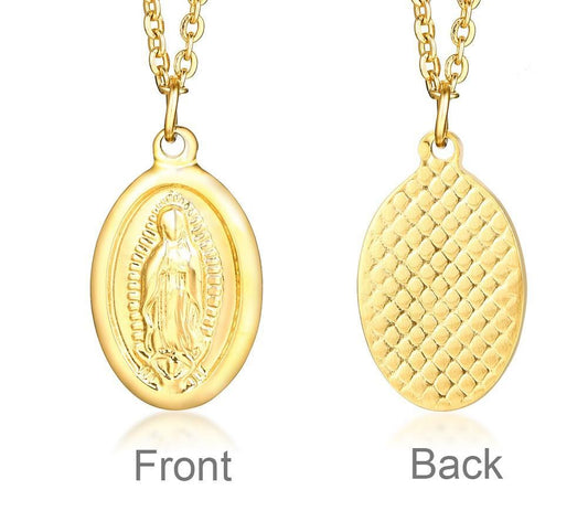 Stainless Steel Gold Virgin Mary Women Necklace