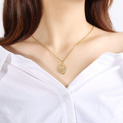 Stainless Steel Gold Virgin Mary Women Necklace