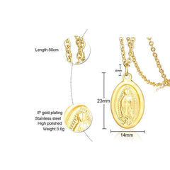 Stainless Steel Gold Virgin Mary Women Necklace