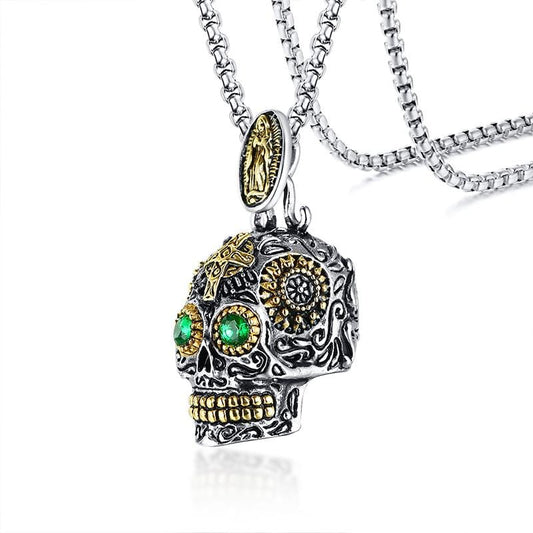 Mens Skull  Pendant Necklace