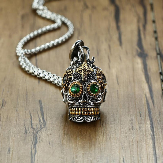 Mens Skull  Pendant Necklace