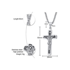 Stainless Steel Men'S Crucifix Cross Necklace