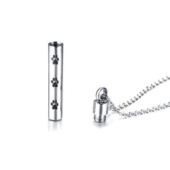 Stainless Steel Paw Print Necklace For Ashes