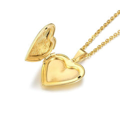 Stainless Steel Gold Heart Photo Frame Necklace