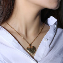 Stainless Steel Gold Heart Photo Frame Necklace