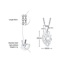 Stainless Steel Laser Cut Heart Necklace For Women