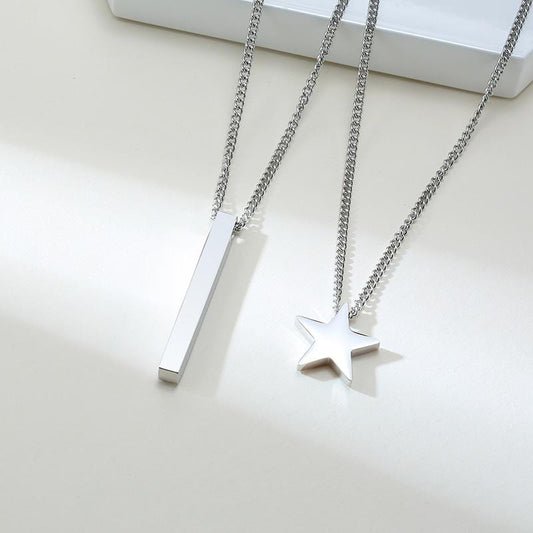 Steel Multi Layer Star Bar Necklace