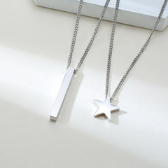 Steel Multi Layer Star Bar Necklace