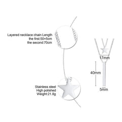 Steel Multi Layer Star Bar Necklace