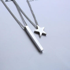 Steel Multi Layer Star Bar Necklace