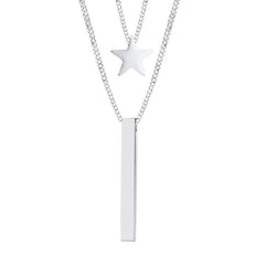 Steel Multi Layer Star Bar Necklace