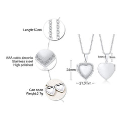 Steel Heart Photo Frame Necklace