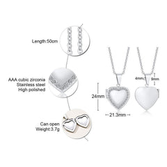 Steel Heart Photo Frame Necklace