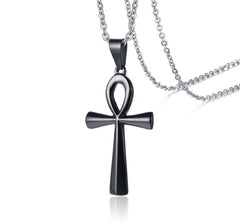 Steel Gold Egypt Cross Pendant