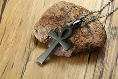 Steel Gold Egypt Cross Pendant