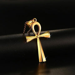 Steel Gold Egypt Cross Pendant