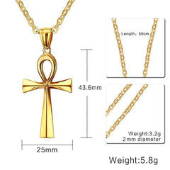 Steel Gold Egypt Cross Pendant