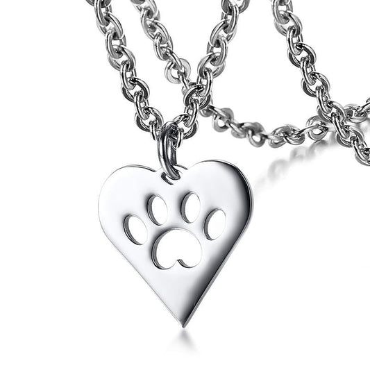 Stainless Steel Paw Print Necklace for Women