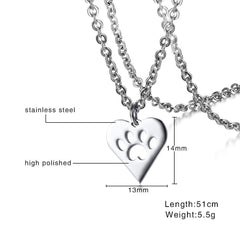 Stainless Steel Paw Print Necklace for Women