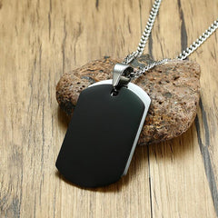 Steel Cross Dog Tag Mens Necklace