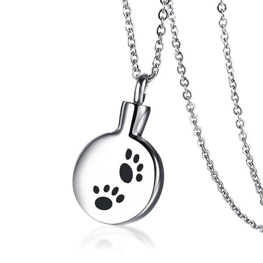 Stainless Steel Keepsake Paw Print Cremation Jewellery Necklace