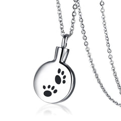 Stainless Steel Keepsake Paw Print Cremation Jewellery Necklace