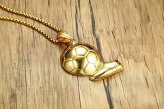 Stainless Steel Gold Football Necklace
